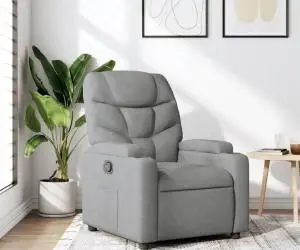 vidaXL Fotoliu rabatabil, gri deschis, material textil