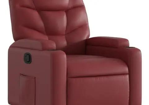 Fotoliu rabatabil, roșu vin, piele ecologică - 2/5