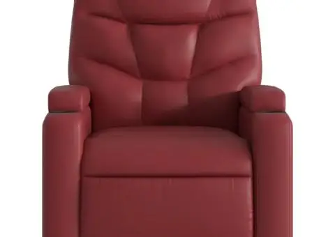 Fotoliu rabatabil, roșu vin, piele ecologică - 3/5