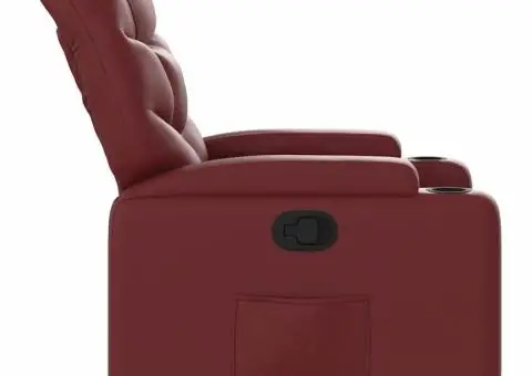 Fotoliu rabatabil, roșu vin, piele ecologică - 4/5