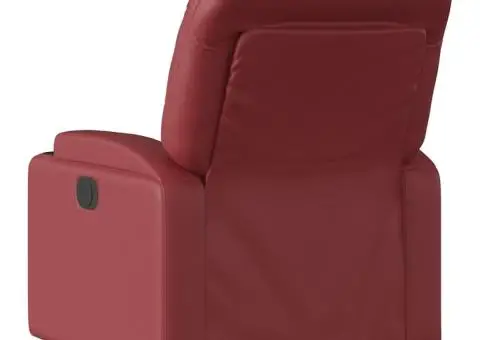Fotoliu rabatabil, roșu vin, piele ecologică - 5/5