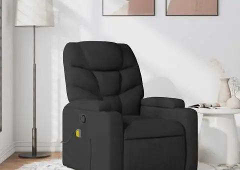 Fotoliu de masaj rabatabil, negru, material textil - 1/5