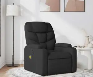 vidaXL Fotoliu de masaj rabatabil, negru, material textil