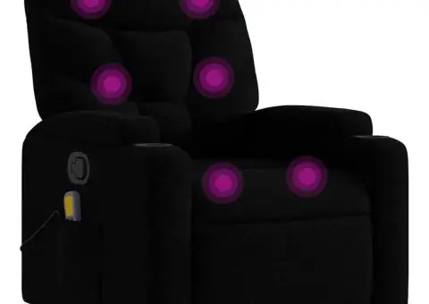 Fotoliu de masaj rabatabil, negru, material textil - 2/5