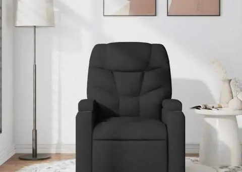 Fotoliu de masaj rabatabil, negru, material textil - 3/5