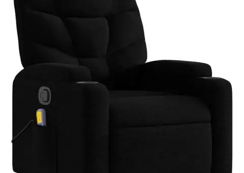 Fotoliu de masaj rabatabil, negru, material textil - 4/5