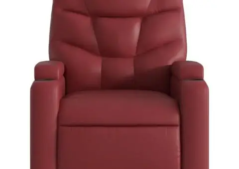 Fotoliu de masaj rabatabil, roșu vin, piele ecologică - 4/5