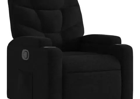 Fotoliu rabatabil, negru, material textil - 2/5