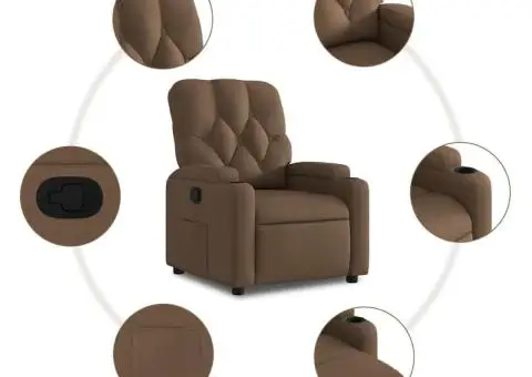 Fotoliu rabatabil, maro, material textil - 5/5