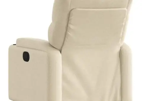 Fotoliu rabatabil, crem, material textil - 3/5