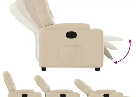 Fotoliu rabatabil, crem, material textil - 4/5