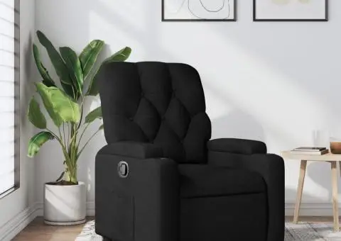 Fotoliu rabatabil, negru, material textil - 1/5