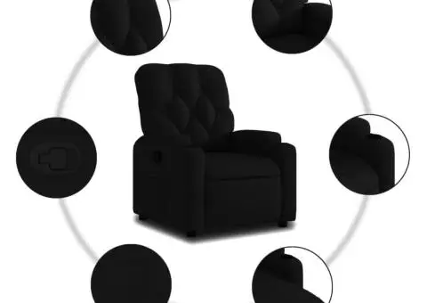 Fotoliu rabatabil, negru, material textil - 5/5