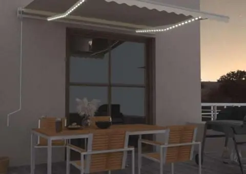 Copertină automată cu senzor vânt & LED, crem, 400x350 cm - 1/5