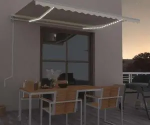 vidaXL Copertină automată cu senzor vânt & LED, crem, 400x350 cm