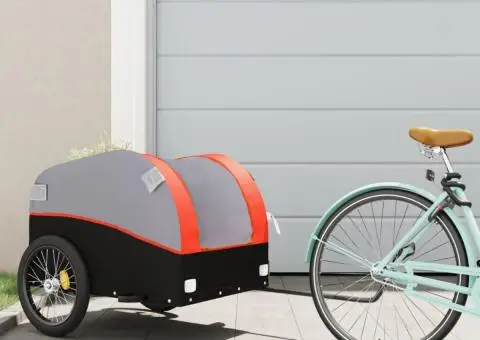 Remorcă pentru biciclete, negru și portocaliu, 45 kg, fier - 1/5
