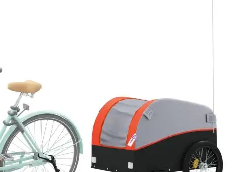 Remorcă pentru biciclete, negru și portocaliu, 45 kg, fier - 3/5