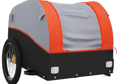 Remorcă pentru biciclete, negru și portocaliu, 45 kg, fier - 4/5