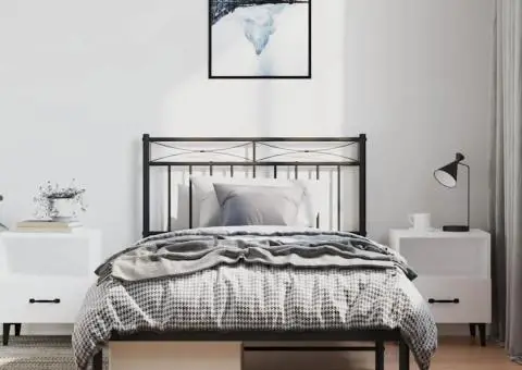 Cadru de pat din metal cu tăblie, negru, 100x200 cm - 3/5