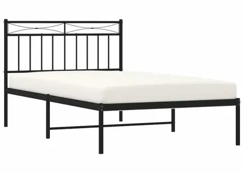 Cadru de pat din metal cu tăblie, negru, 100x200 cm - 4/5