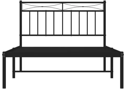 Cadru de pat din metal cu tăblie, negru, 100x200 cm - 5/5