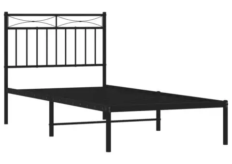 Cadru pat metalic cu tăblie, negru, 90x200 cm - 4/5