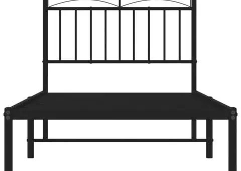 Cadru pat metalic cu tăblie, negru, 90x200 cm - 5/5