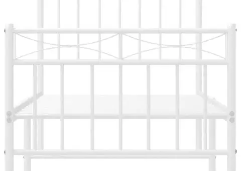 Cadru de pat metalic cu tăblie de cap/picioare, alb, 75x190 cm - 5/5
