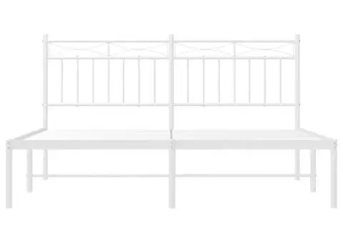 Cadru de pat metalic cu tăblie, alb, 160x200 cm - 5/5