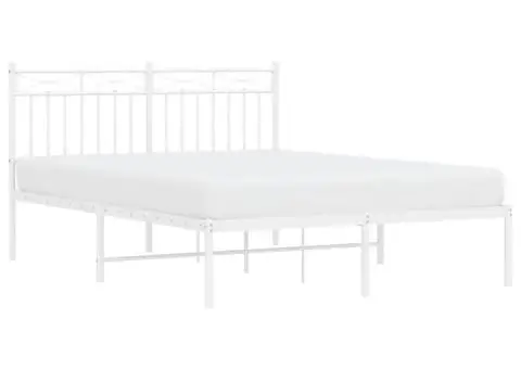 Cadru de pat metalic cu tăblie, alb, 140x200 cm - 3/5