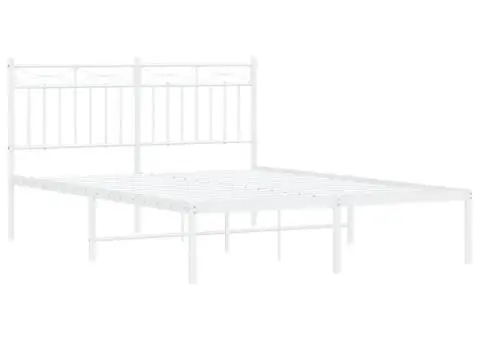 Cadru de pat metalic cu tăblie, alb, 140x200 cm - 4/5