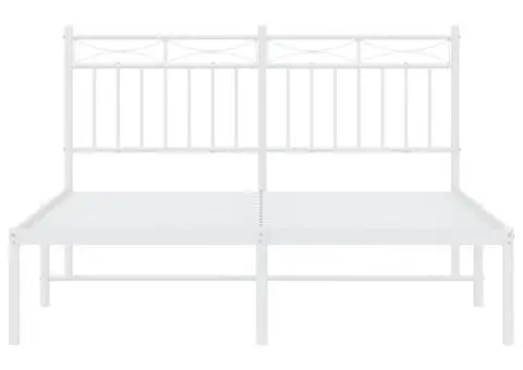 Cadru de pat metalic cu tăblie, alb, 140x200 cm - 5/5