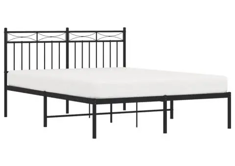Cadru de pat metalic cu tăblie, negru, 140x200 cm - 3/5