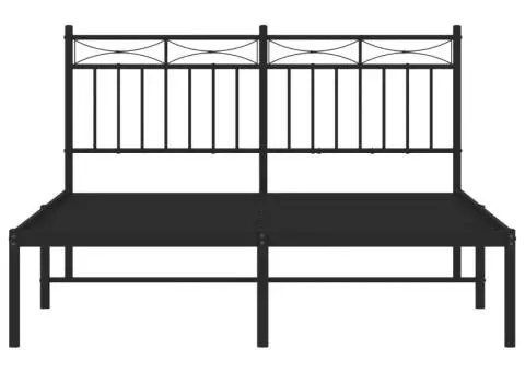 Cadru de pat metalic cu tăblie, negru, 140x200 cm - 5/5