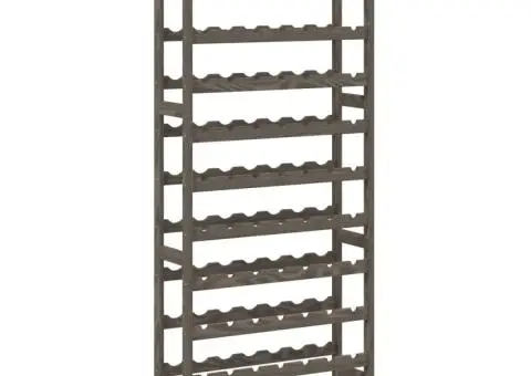 Suport sticle de vin, 77 sticle, gri, lemn masiv de pin - 2/5