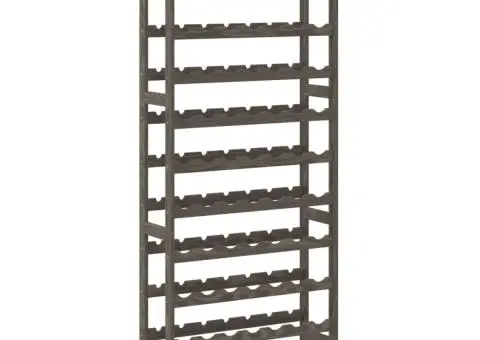 Suport sticle de vin, 77 sticle, gri, lemn masiv de pin - 5/5