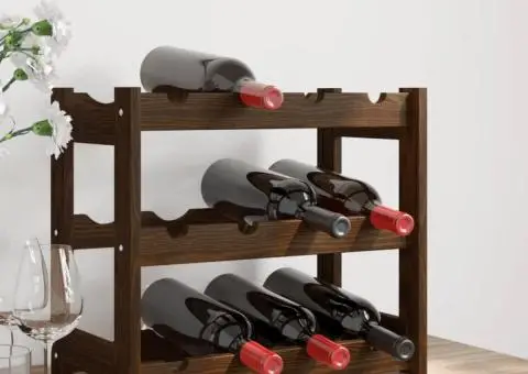 Suport sticle de vin, 12 sticle, maro, lemn masiv de pin - 1/5