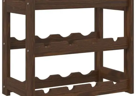 Suport sticle de vin, 12 sticle, maro, lemn masiv de pin - 2/5