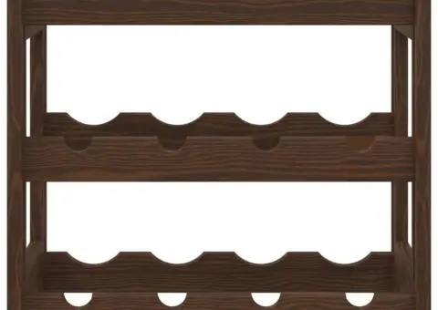 Suport sticle de vin, 12 sticle, maro, lemn masiv de pin - 3/5