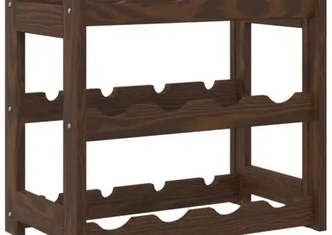 Suport sticle de vin, 12 sticle, maro, lemn masiv de pin - 5/5