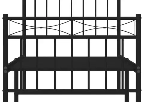 Cadru pat metalic cu tăblii de cap/picioare, negru, 75x190 cm - 5/5