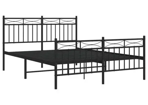 Cadru pat metalic cu tăblie de cap/picioare, negru, 135x190 cm - 5/5