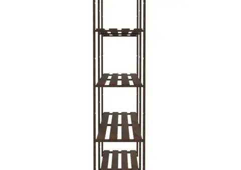 Suport depozitare 5 niveluri maro 170x38x170 cm lemn masiv pin - 4/5