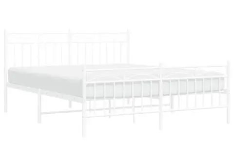 Cadru de pat metalic cu tăblie, alb, 150x200 cm - 4/5