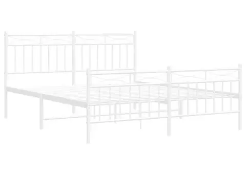 Cadru de pat metalic cu tăblie, alb, 150x200 cm - 5/5