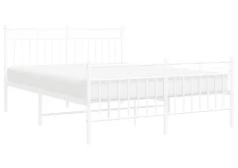 Cadru de pat metalic cu tăblie, alb, 135x190 cm - 4/5