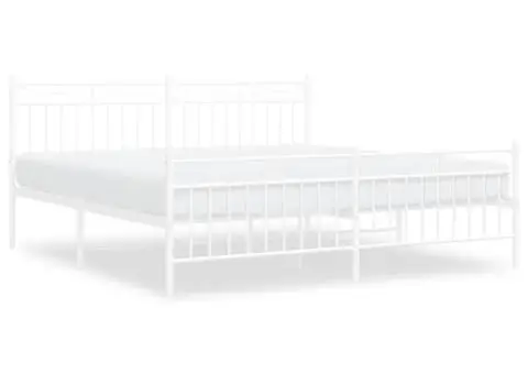 Cadru de pat metalic cu tăblie de cap/picioare, alb, 180x200 cm - 2/5