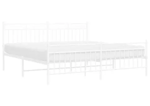 Cadru de pat metalic cu tăblie de cap/picioare, alb, 180x200 cm - 3/5