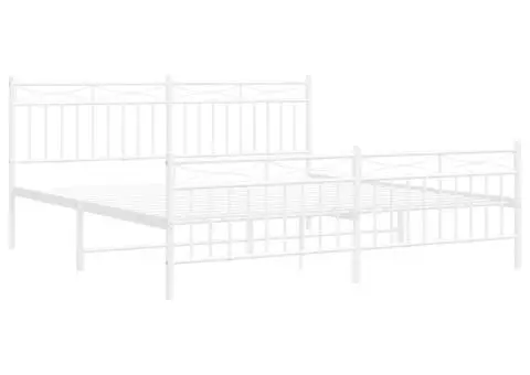 Cadru de pat metalic cu tăblie de cap/picioare, alb, 180x200 cm - 4/5