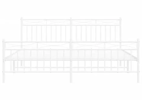 Cadru de pat metalic cu tăblie de cap/picioare, alb, 180x200 cm - 5/5